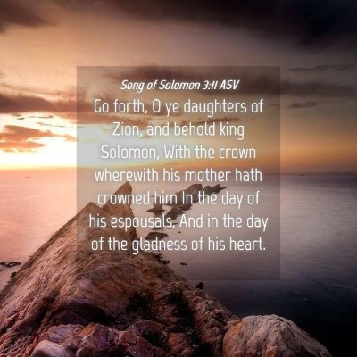Picture 04 - Song of Solomon 3:11 ASV - Go forth, O ye daughters of Zion, and behold king - Bible Verse Picture