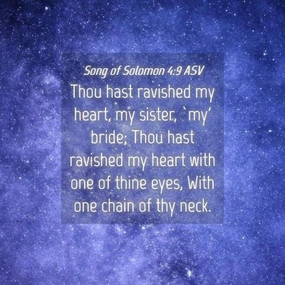 Picture 04 - Song of Solomon 4:9 ASV - Thou hast ravished my heart, my sister, `my' - Bible Verse Picture