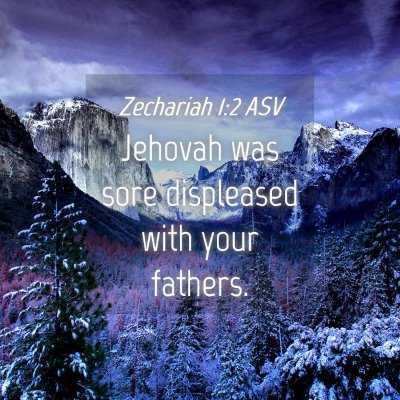 Picture 04 - Zechariah 1:2 ASV - Jehovah was sore displeased with your - Bible Verse Picture