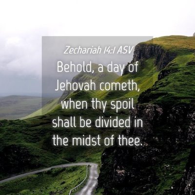 Picture 04 - Zechariah 14:1 ASV - Behold, a day of Jehovah cometh, when thy spoil - Bible Verse Picture
