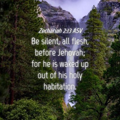 Picture 04 - Zechariah 2:13 ASV - Be silent, all flesh, before Jehovah; for he is - Bible Verse Picture