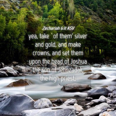 Picture 04 - Zechariah 6:11 ASV - yea, take `of them' silver and gold, and make - Bible Verse Picture