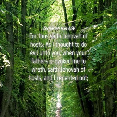 Picture 04 - Zechariah 8:14 ASV - For thus saith Jehovah of hosts: As I thought to - Bible Verse Picture