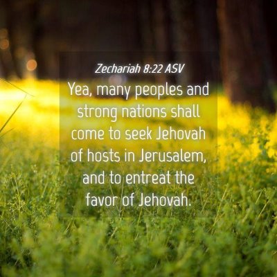 Picture 04 - Zechariah 8:22 ASV - Yea, many peoples and strong nations shall come - Bible Verse Picture