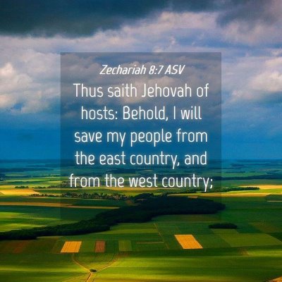 Picture 04 - Zechariah 8:7 ASV - Thus saith Jehovah of hosts: Behold, I will save - Bible Verse Picture