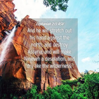 Picture 04 - Zephaniah 2:13 ASV - And he will stretch out his hand against the - Bible Verse Picture