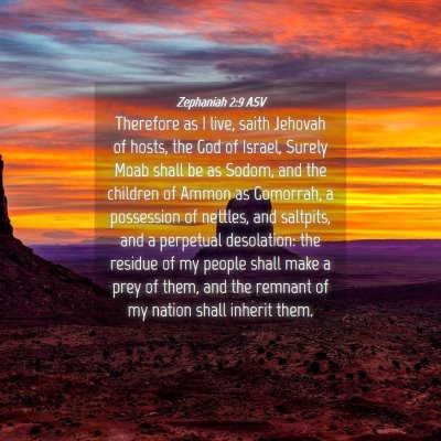 Picture 04 - Zephaniah 2:9 ASV - Therefore as I live, saith Jehovah of hosts, the - Bible Verse Picture