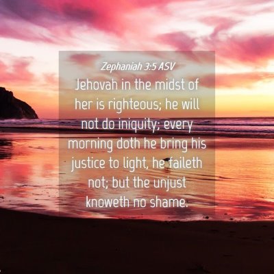 Picture 04 - Zephaniah 3:5 ASV - Jehovah in the midst of her is righteous; he will - Bible Verse Picture