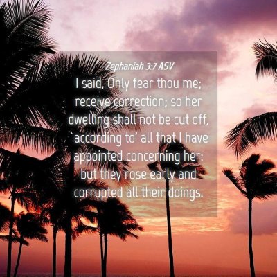 Picture 04 - Zephaniah 3:7 ASV - I said, Only fear thou me; receive correction; so - Bible Verse Picture
