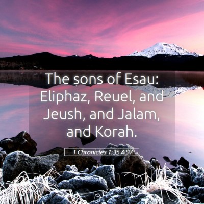 Picture 05 - 1 Chronicles 1:35 ASV - The sons of Esau: Eliphaz, Reuel, and Jeush, and - Bible Verse Picture