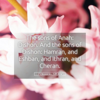 Picture 05 - 1 Chronicles 1:41 ASV - The sons of Anah: Dishon. And the sons of Dishon: - Bible Verse Picture
