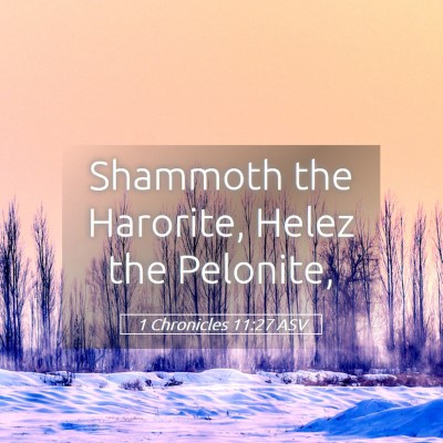 Picture 05 - 1 Chronicles 11:27 ASV - Shammoth the Harorite, Helez the - Bible Verse Picture