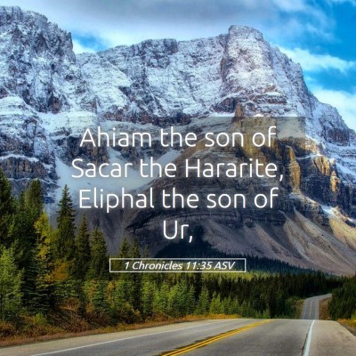 Picture 05 - 1 Chronicles 11:35 ASV - Ahiam the son of Sacar the Hararite, Eliphal the - Bible Verse Picture