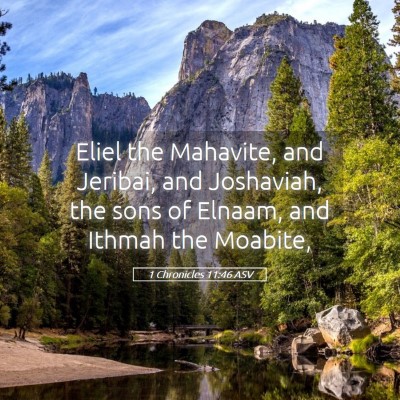 Picture 05 - 1 Chronicles 11:46 ASV - Eliel the Mahavite, and Jeribai, and Joshaviah, - Bible Verse Picture