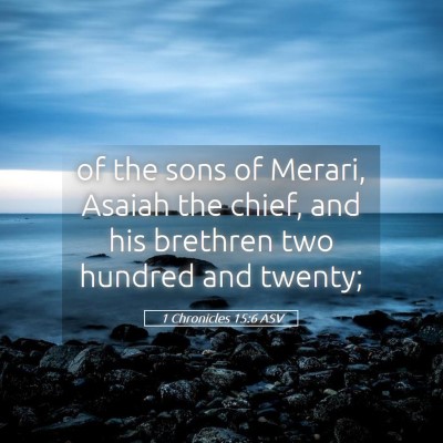 Picture 05 - 1 Chronicles 15:6 ASV - of the sons of Merari, Asaiah the chief, and his - Bible Verse Picture