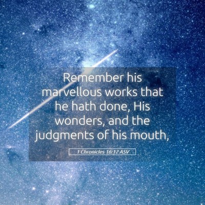 Picture 05 - 1 Chronicles 16:12 ASV - Remember his marvellous works that he hath done, - Bible Verse Picture