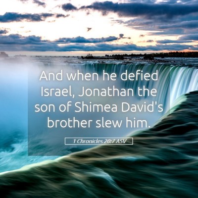Picture 05 - 1 Chronicles 20:7 ASV - And when he defied Israel, Jonathan the son of - Bible Verse Picture