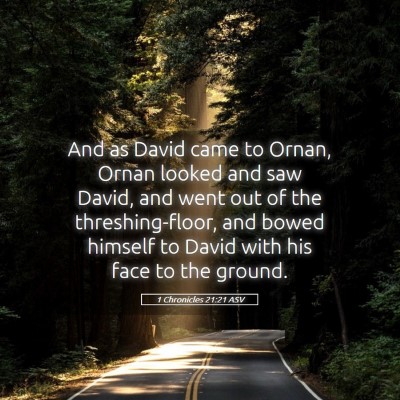 Picture 05 - 1 Chronicles 21:21 ASV - And as David came to Ornan, Ornan looked and saw - Bible Verse Picture