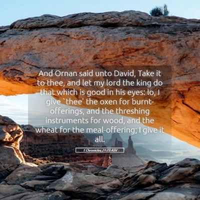 Picture 05 - 1 Chronicles 21:23 ASV - And Ornan said unto David, Take it to thee, and - Bible Verse Picture