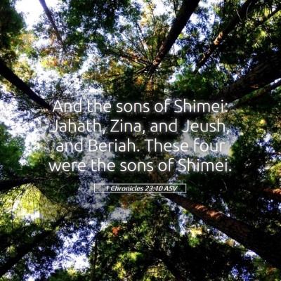 Picture 05 - 1 Chronicles 23:10 ASV - And the sons of Shimei: Jahath, Zina, and Jeush, - Bible Verse Picture
