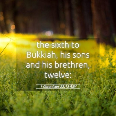 Picture 05 - 1 Chronicles 25:13 ASV - the sixth to Bukkiah, his sons and his brethren, - Bible Verse Picture