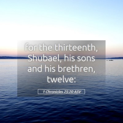 Picture 05 - 1 Chronicles 25:20 ASV - for the thirteenth, Shubael, his sons and his - Bible Verse Picture