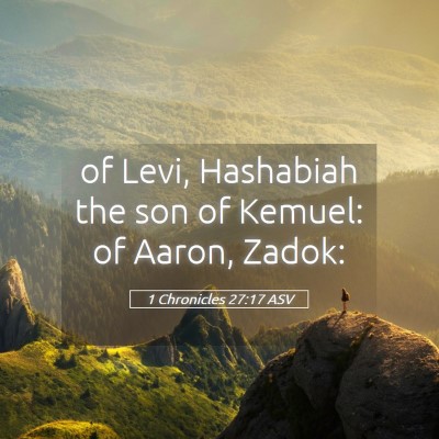 Picture 05 - 1 Chronicles 27:17 ASV - of Levi, Hashabiah the son of Kemuel: of Aaron, - Bible Verse Picture