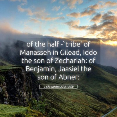 Picture 05 - 1 Chronicles 27:21 ASV - of the half -`tribe' of Manasseh in Gilead, Iddo - Bible Verse Picture