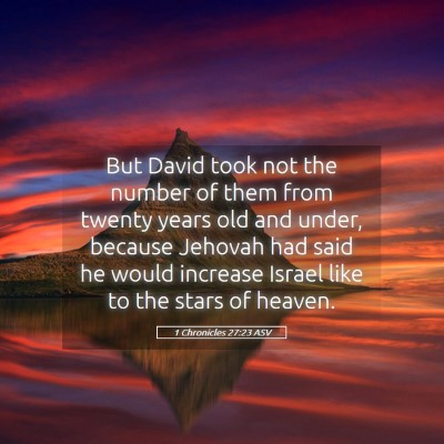 Picture 05 - 1 Chronicles 27:23 ASV - But David took not the number of them from twenty - Bible Verse Picture