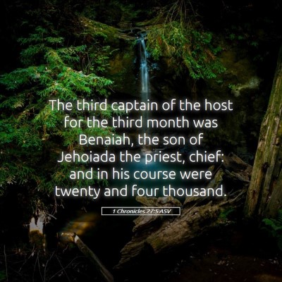 Picture 05 - 1 Chronicles 27:5 ASV - The third captain of the host for the third month - Bible Verse Picture