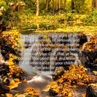 Picture 05 - 1 Chronicles 28:8 ASV - Now therefore, in the sight of all Israel, the - Bible Verse Picture