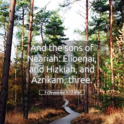 Picture 05 - 1 Chronicles 3:23 ASV - And the sons of Neariah: Elioenai, and Hizkiah, - Bible Verse Picture