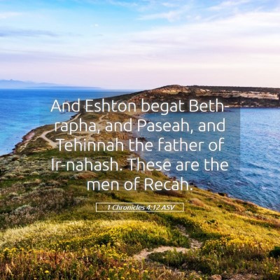 Picture 05 - 1 Chronicles 4:12 ASV - And Eshton begat Beth-rapha, and Paseah, and - Bible Verse Picture