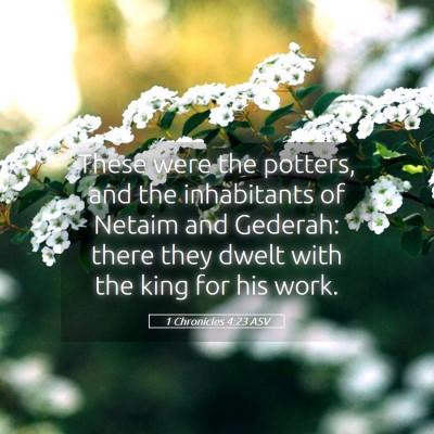 Picture 05 - 1 Chronicles 4:23 ASV - These were the potters, and the inhabitants of - Bible Verse Picture