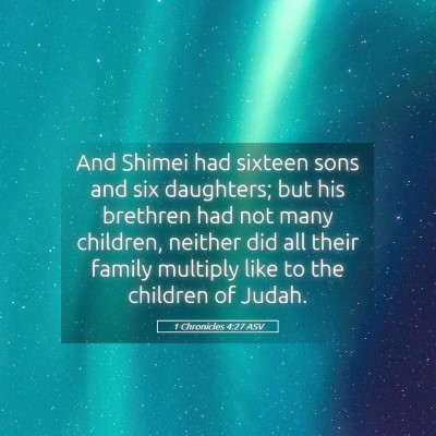 Picture 05 - 1 Chronicles 4:27 ASV - And Shimei had sixteen sons and six daughters; - Bible Verse Picture