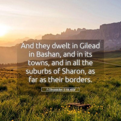 Picture 05 - 1 Chronicles 5:16 ASV - And they dwelt in Gilead in Bashan, and in its - Bible Verse Picture