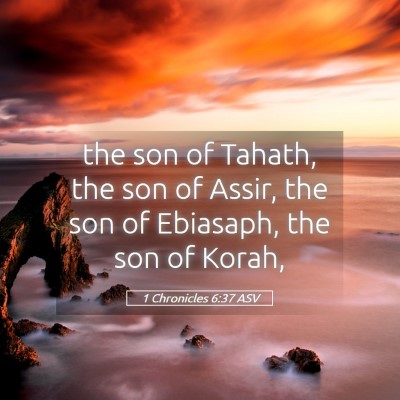Picture 05 - 1 Chronicles 6:37 ASV - the son of Tahath, the son of Assir, the son of - Bible Verse Picture