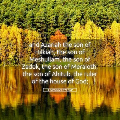 Picture 05 - 1 Chronicles 9:11 ASV - and Azariah the son of Hilkiah, the son of - Bible Verse Picture