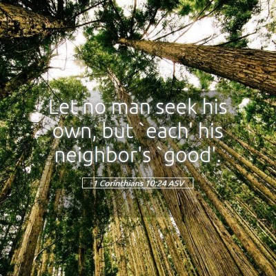 Picture 05 - 1 Corinthians 10:24 ASV - Let no man seek his own, but `each' his - Bible Verse Picture