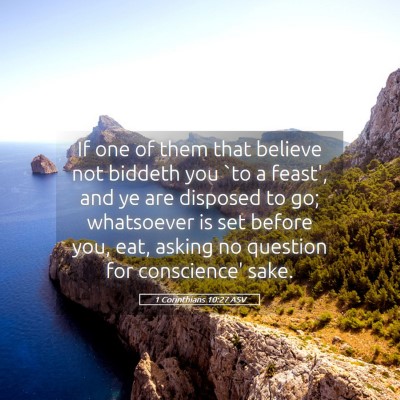 Picture 05 - 1 Corinthians 10:27 ASV - If one of them that believe not biddeth you `to a - Bible Verse Picture