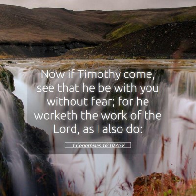 Picture 05 - 1 Corinthians 16:10 ASV - Now if Timothy come, see that he be with you - Bible Verse Picture