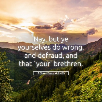 Picture 05 - 1 Corinthians 6:8 ASV - Nay, but ye yourselves do wrong, and defraud, and - Bible Verse Picture
