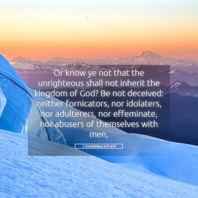 Picture 05 - 1 Corinthians 6:9 ASV - Or know ye not that the unrighteous shall not - Bible Verse Picture