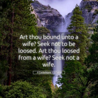 Picture 05 - 1 Corinthians 7:27 ASV - Art thou bound unto a wife? Seek not to be - Bible Verse Picture
