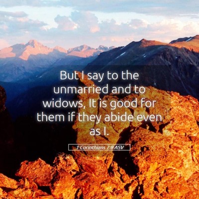 Picture 05 - 1 Corinthians 7:8 ASV - But I say to the unmarried and to widows, It is - Bible Verse Picture