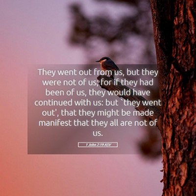 Picture 05 - 1 John 2:19 ASV - They went out from us, but they were not of us; - Bible Verse Picture