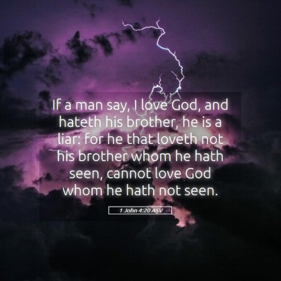 Picture 05 - 1 John 4:20 ASV - If a man say, I love God, and hateth his brother, - Bible Verse Picture