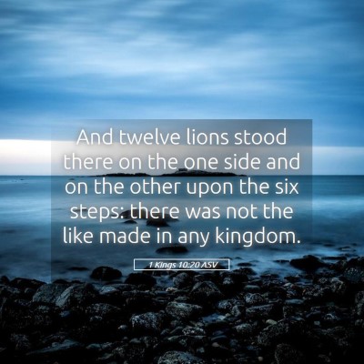 Picture 05 - 1 Kings 10:20 ASV - And twelve lions stood there on the one side and - Bible Verse Picture