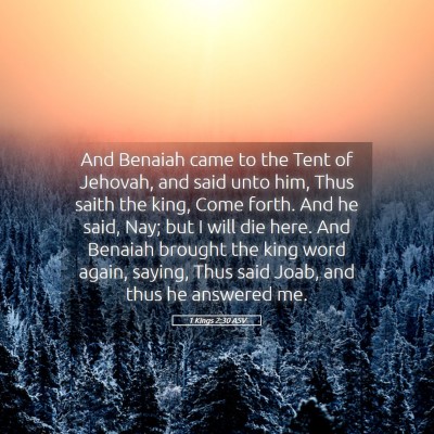 Picture 05 - 1 Kings 2:30 ASV - And Benaiah came to the Tent of Jehovah, and said - Bible Verse Picture