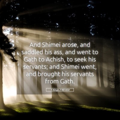 Picture 05 - 1 Kings 2:40 ASV - And Shimei arose, and saddled his ass, and went - Bible Verse Picture